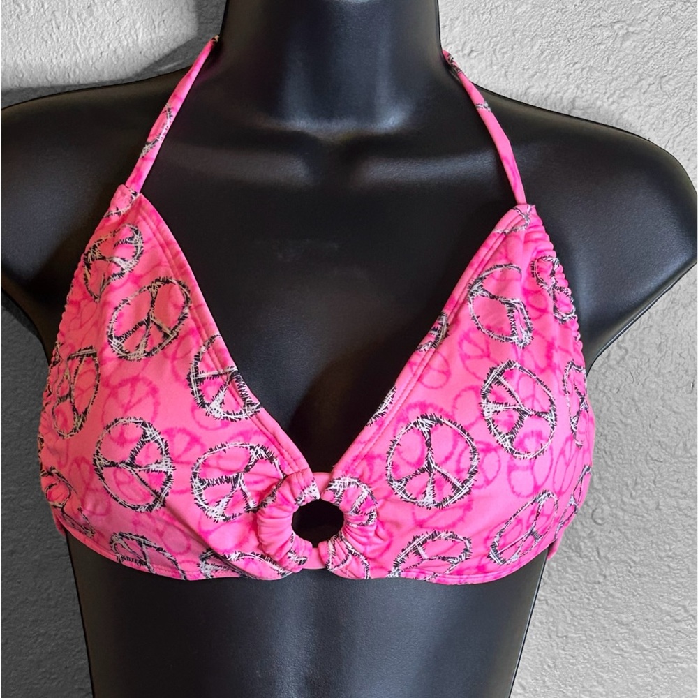 PEACE SIGNS pink JOE BOXER  swimsuit bikini Top size XL